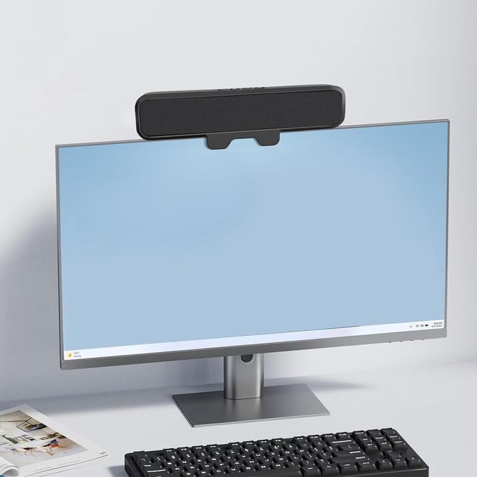 Pc Luidsprekers - Soundbar - Desktop Audio - Clip-on Ontwerp - 10W Vermogen - Zwart