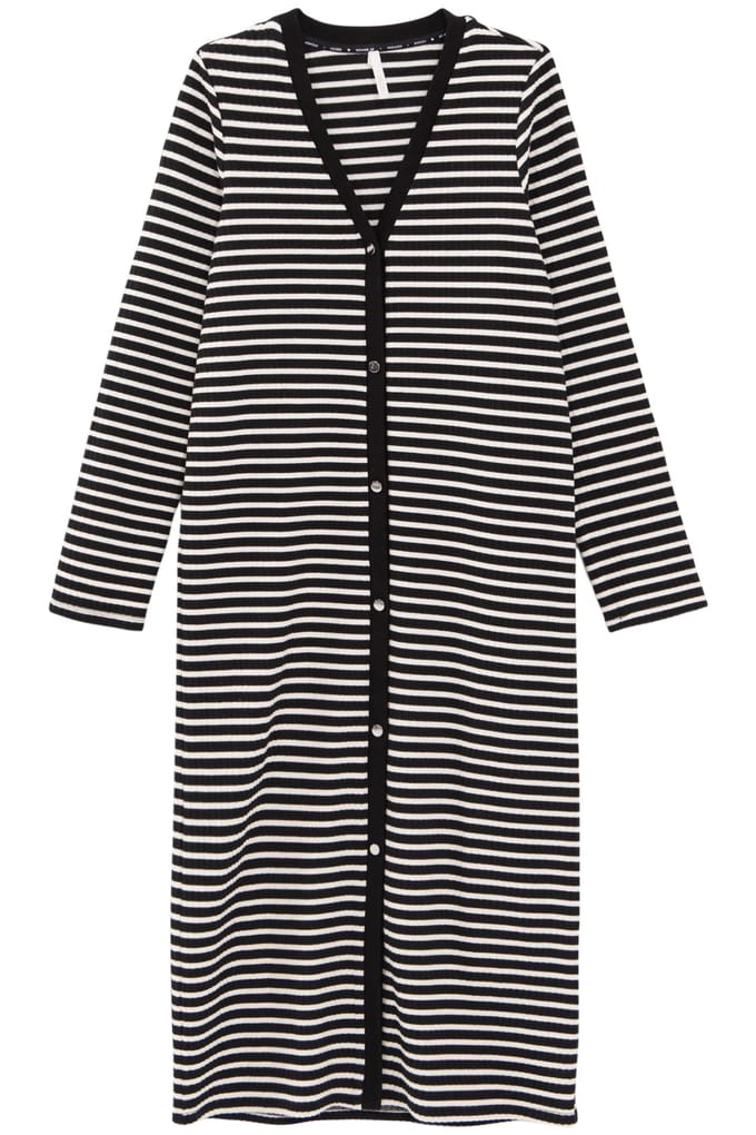 ICode Black Buttoned Sailor-stripe Long Dress Größe: 36 | Midikleider Outlet | Damen | Schwarz