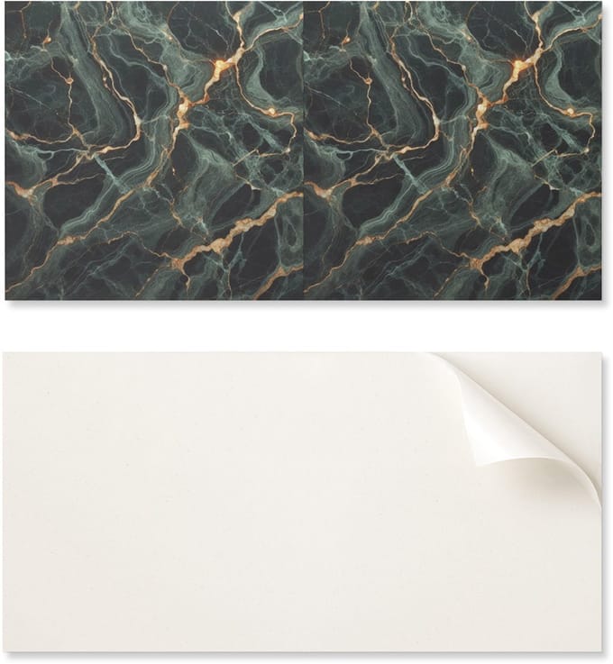 Zelfklevend vinylpaneel met print, 100x50 cm, marmerpatroon met nerven.