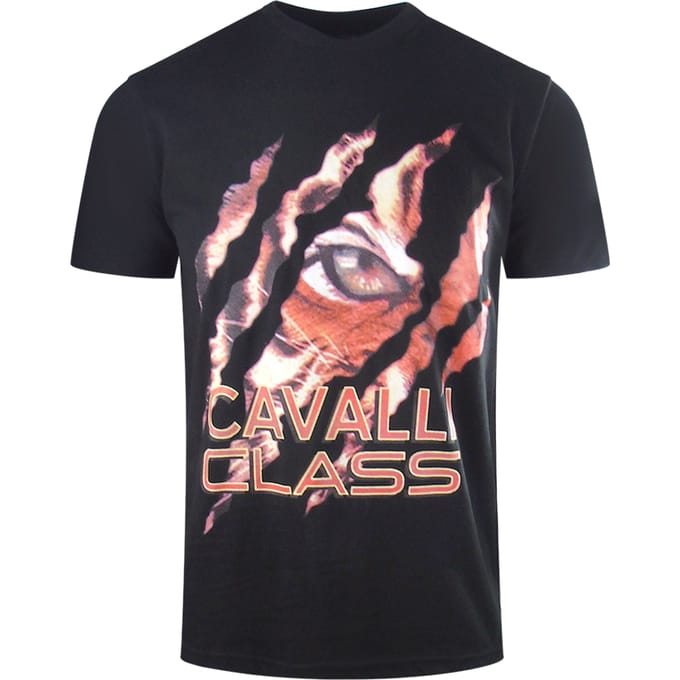 Cavalli Class Peeking Tiger Design zwart T-shirt