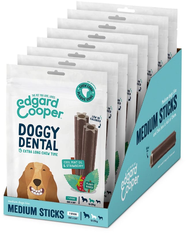 Edgard & Cooper Doggy Dental Aardbei&Munt - Hondensnacks - 8 x M