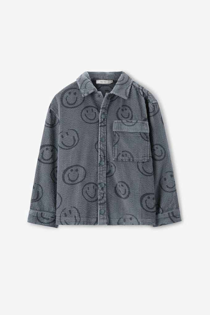 Sissy-Boy - Blauw corduroy overhemd met smileys