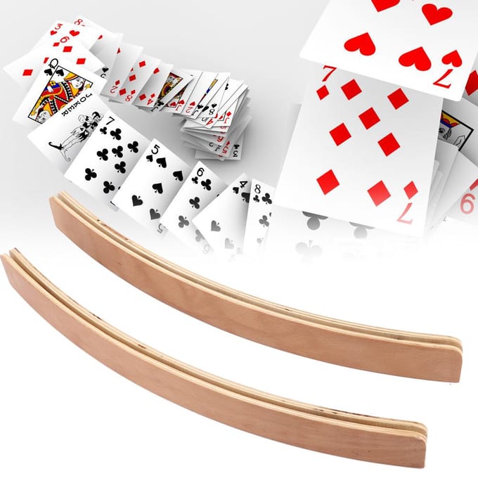 2 stuks Houten Pocker Standaard Handsfree Speelkaarten Organizer Basis voor Artritis Ouderen beige