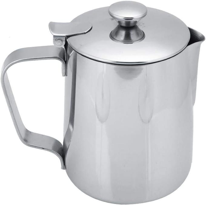 Stainless Steel Melkopschuimer met Deksel voor Latte Kunst, Ideaal voor Koffie en Thee (350ml)