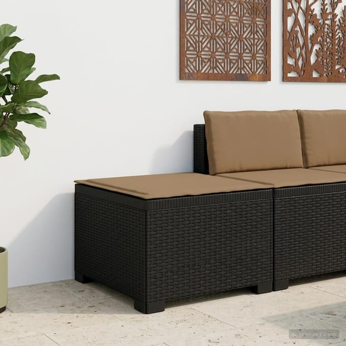 vidaXL - Eén-zits - Tuin - Sofa - met - Kussen - Rieten - Look - PP - Antraciet
