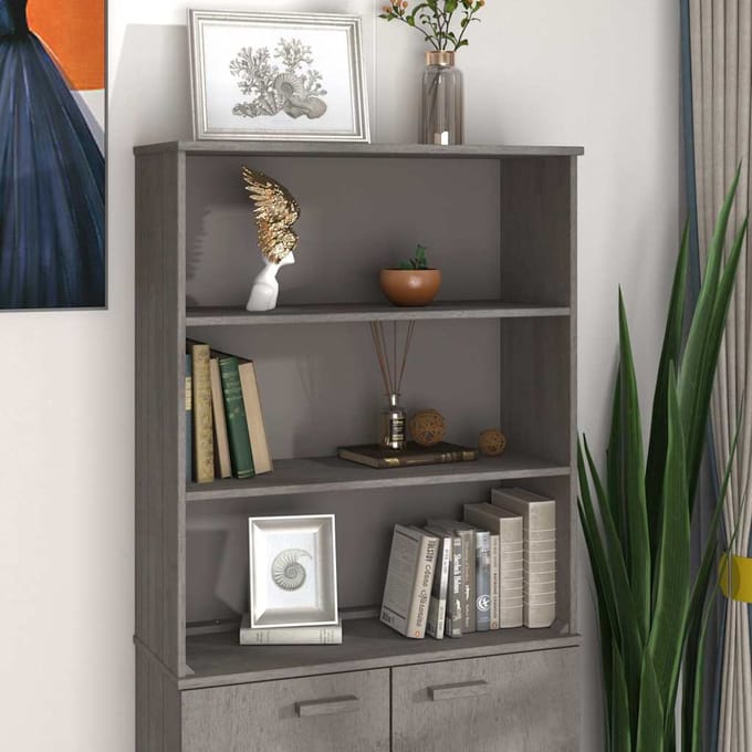 vidaXL - Opzetkast - HAMAR - 85x35x100 - cm - massief - grenenhout - lichtgrijs