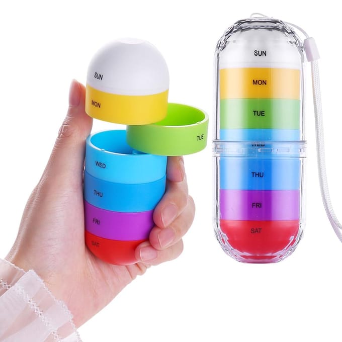 7-daagse pillendoosje Medicijnorganizer Tablettenhouder Dispenser Waterdicht en draagbaar white