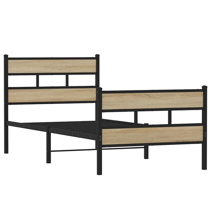 vidaXL - Bedframe - zonder - matras - metaal - sonoma - eikenkleurig - 100x190 - cm