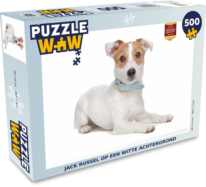 Puzzel Jack Russel hond op een witte achtergrond - Legpuzzel - Puzzel 500 stukjes