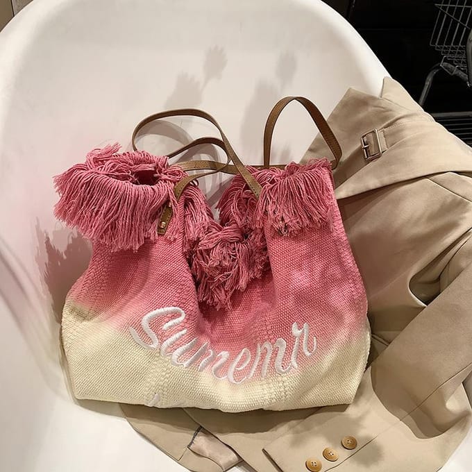Niche Tas Dames Tote Tas Mode Wol Franje Schoudertas Handtas blue