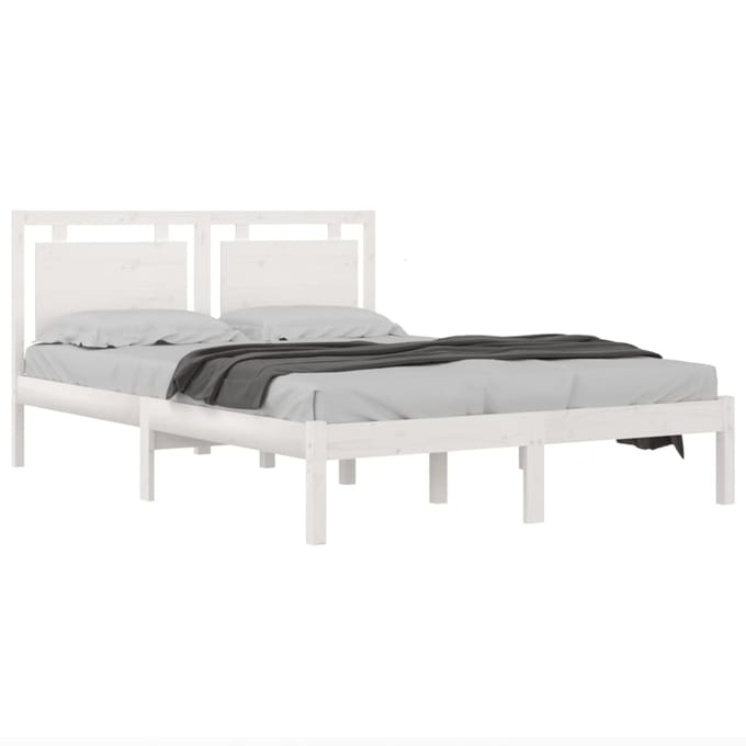 vidaXL - Bedframe - massief - hout - wit - 120x200 - cm