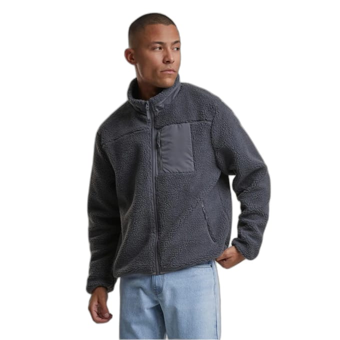Urban Classics - Teddy With Stand Up Collar Jacket - M - Grijs