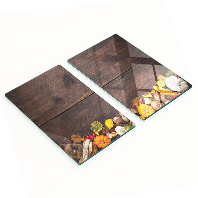 Multifunctionele decoratieve keukenplanken van glas, paddenstoelen en hout, 2x30x52 cm