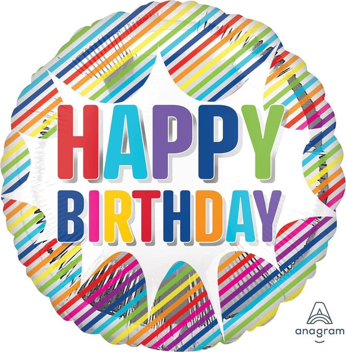 Amscan Folieballon Happy Birthday Striped Burst 43 Cm