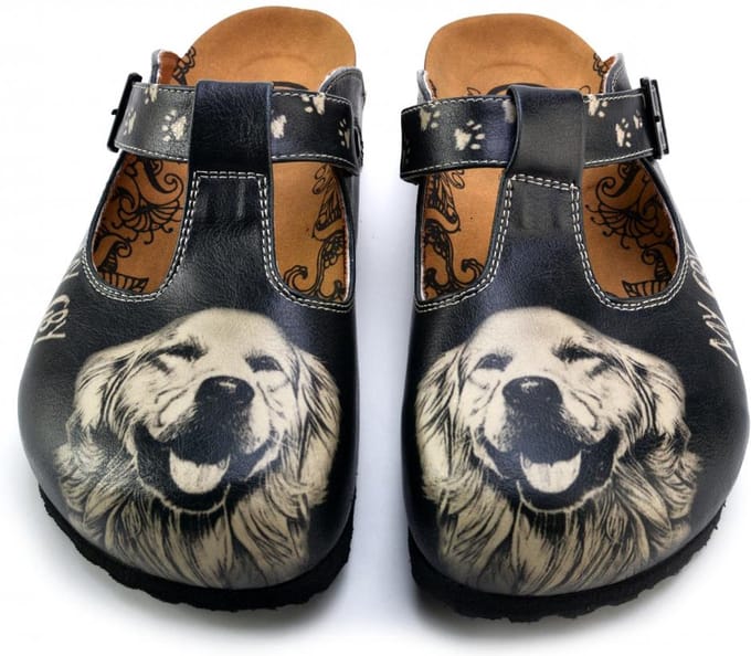 GOBY Clogs met Golden Retriever – Handgemaakt – Hoge Kwaliteit – Maat 37