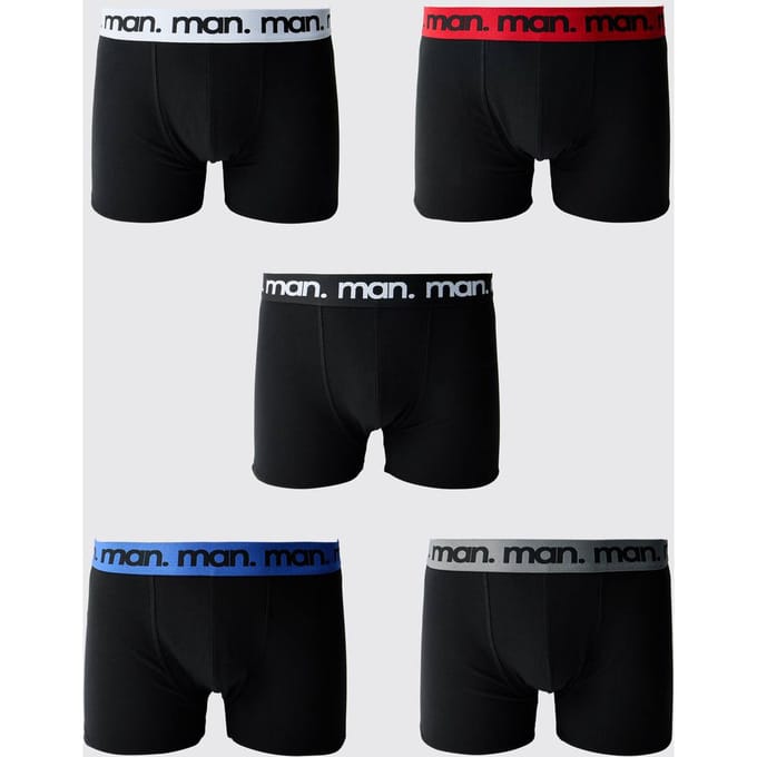 5-pack Zwarte Herenboxers Met Gekleurde Taillebanden | Size Medium