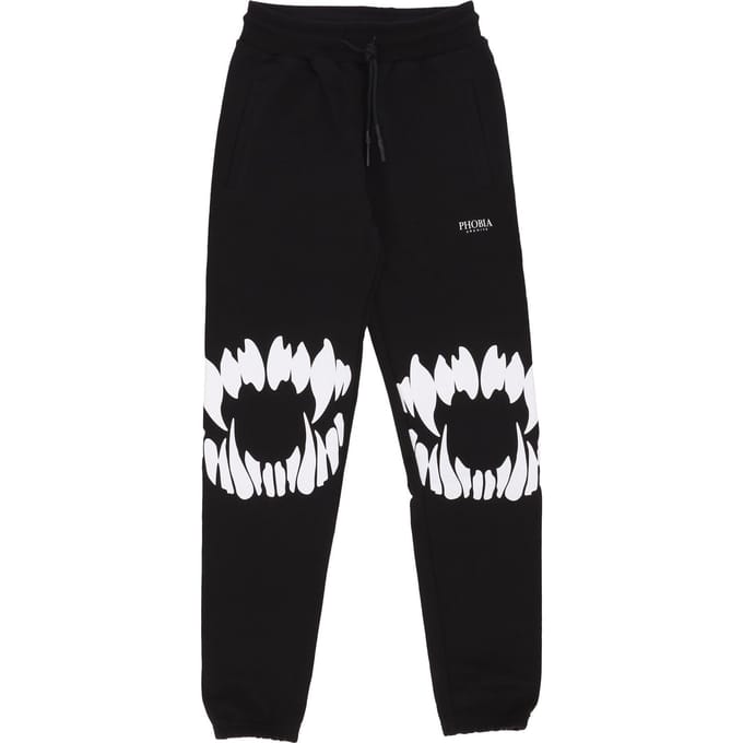 Lichtgewicht trainingsbroek heren mondprint broek zwart/wit