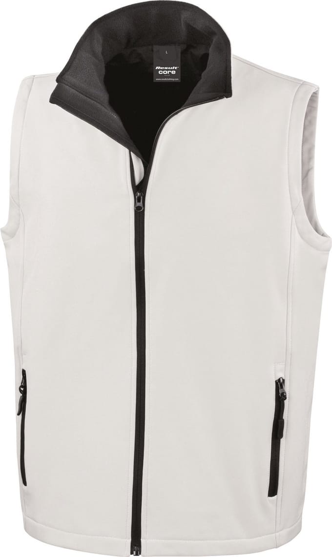 Result Printable Soft Shell Bodywarmer RT232 - White/Black - L