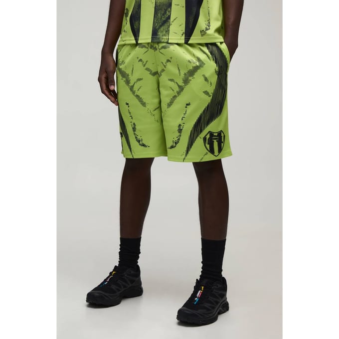 Baggy Fit Afterlight Mesh Football Shorts | Chartreuse | Size Small