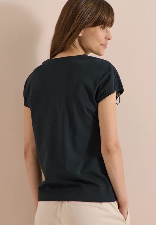 Shirt met rimpels in effen kleur