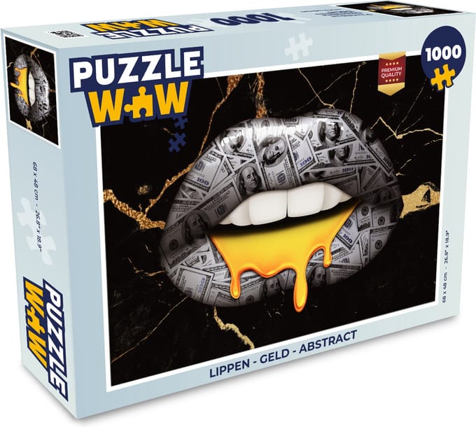 Puzzel Lippen - Geld - Abstract - Legpuzzel - Puzzel 1000 stukjes volwassenen
