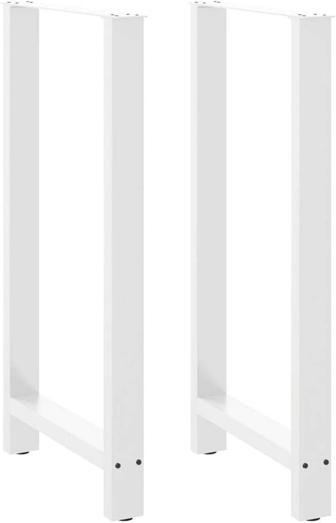 Set van 2 Bartafelpoten Verstelbaar Wit Staal 60x110-111 cm