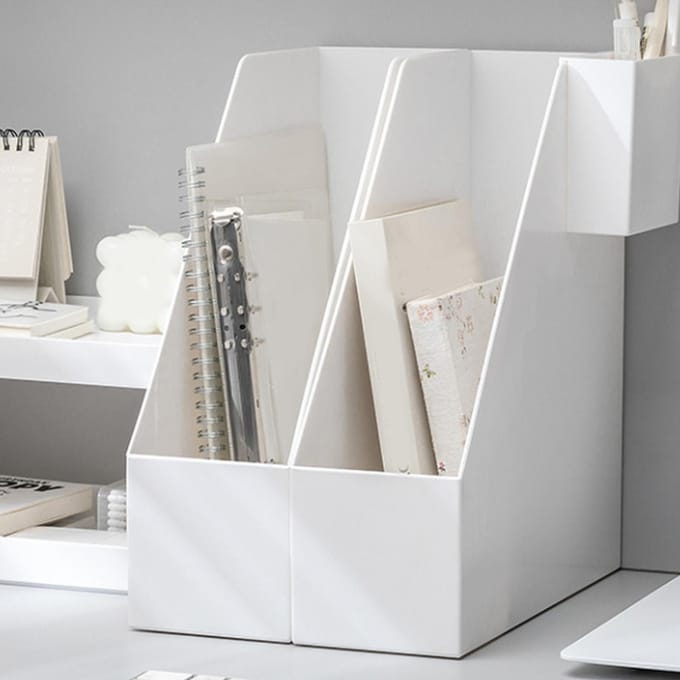 Boekenopbergrek Eenvoudig Multifunctioneel Draagbaar Plastic Desktop Boekensteun Bestandsorganizer voor Kantoor white