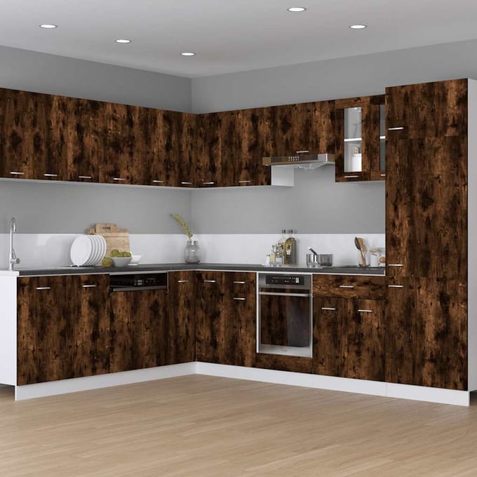 vidaXL - Ovenkast - Lyon - 60x46x81,5 - cm - bewerkt - hout - gerookt - eikenkleurig