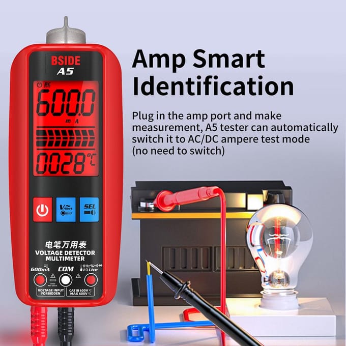 Multimètre numérique professionnel, tension, courant, résistance, fréquence, capacité, température de Diode A5 Red multicolore