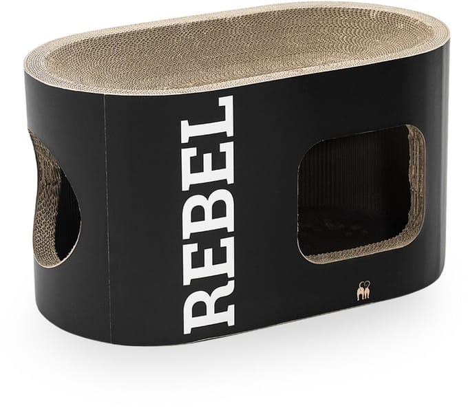 Petrebels Krabkarton voor Katten - Ruby 60 - Zwart - Stevig Karton - Design Krabhuis - 60 x 32 x 34 cm