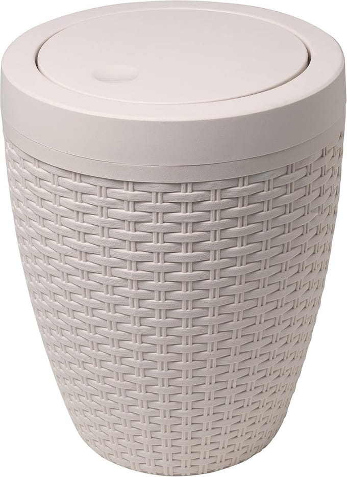 Faux Rotan Ronde Badkameremmer met Schommeldeksel - 5 Liter