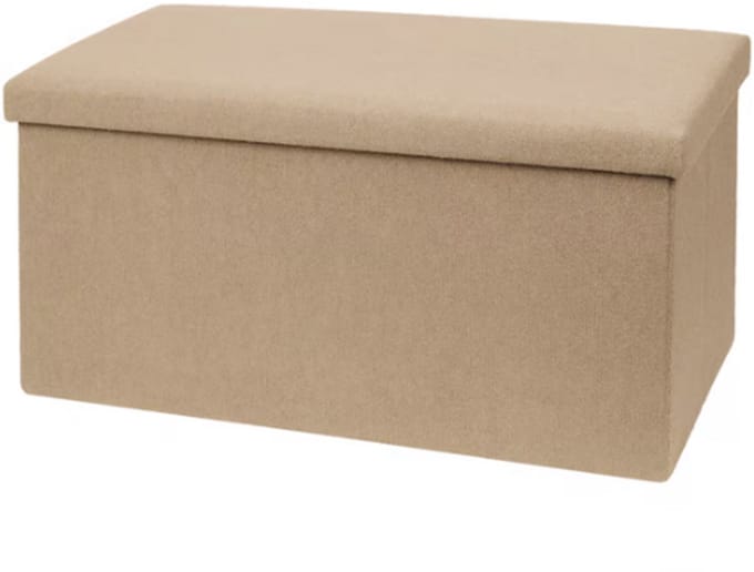 Teddy - Opbergpoef - Vouwbaar - Wit - 76 cm breed - 38cm hoog - bankje - organizer