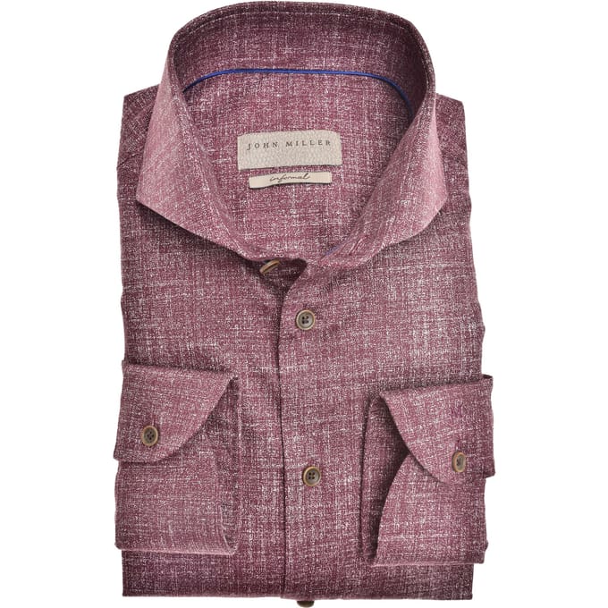 John Miller Tailored Fit Lange Mouw Overhemden Bordeaux 5140175-490