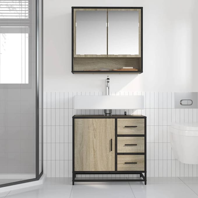 vidaXL - Wastafelkast - 65x33x60 - cm - bewerkt - hout - sonoma - eikenkleurig