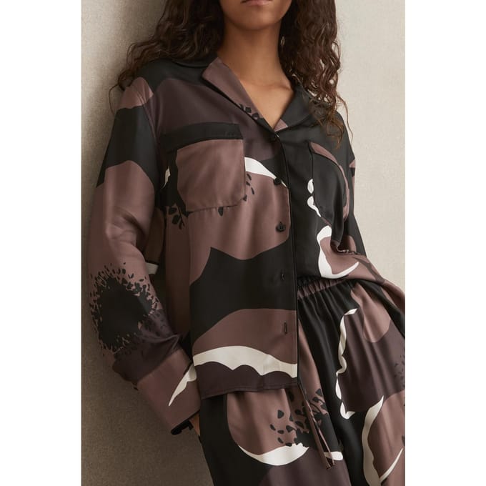 Reiss Floral Print Top Black/brown Maat: 4 | Overhemden Outlet | Dames | Zwart