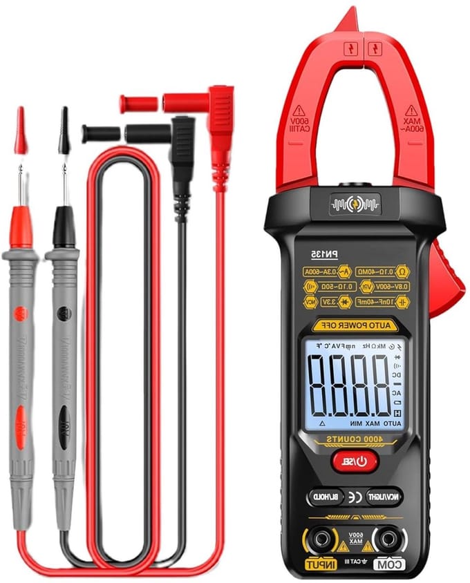 Tang Multimeter - AC Tester - Elektrisch Meten - Fase Nul Differentiatie - 4000 Tellingen - Rood