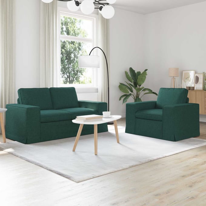 vidaXL Bankstel 2 pcs Donkergroen 162 x 80 x 82 cm Stof