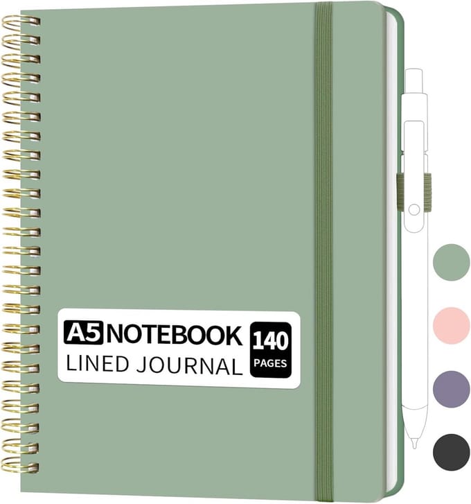 A5 Spiraal Notitieboek Hardcover met Pennenhouder en Elastische Sluiting