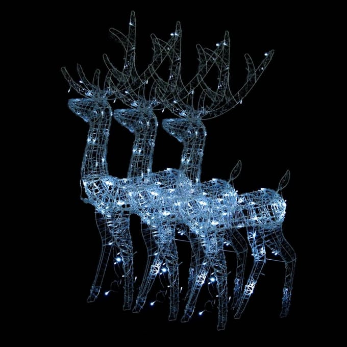 vidaXL Kerstversieringen rendier 3 st 128 cm acryl koudwit