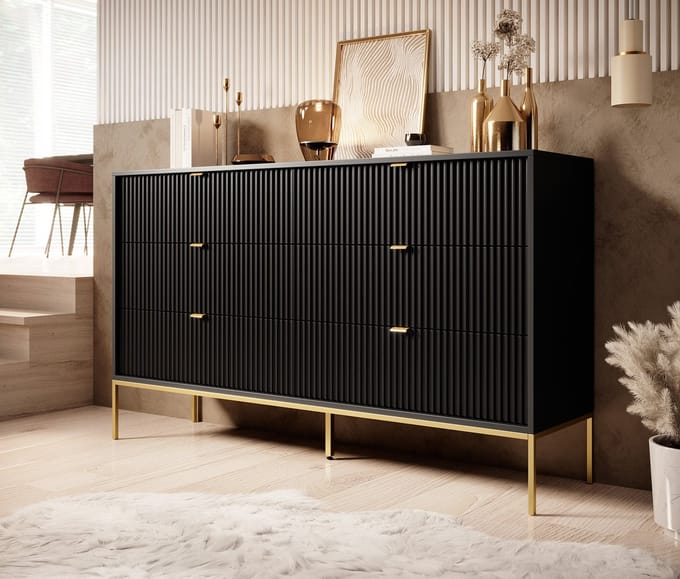 Meubella - Ladekast Navil 2 - Zwart - 154 cm