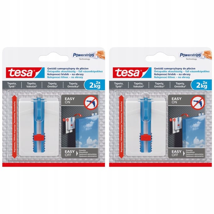 Tesa - Zelfklevende Spijker - 2 kg Capaciteit - Verstelbaar - 4 Stuks