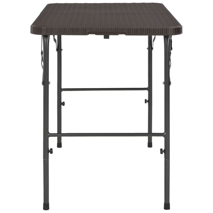 vidaXL - Tuintafel - inklapbaar - rattan - look - 120x60x74 - cm - HDPE - bruin