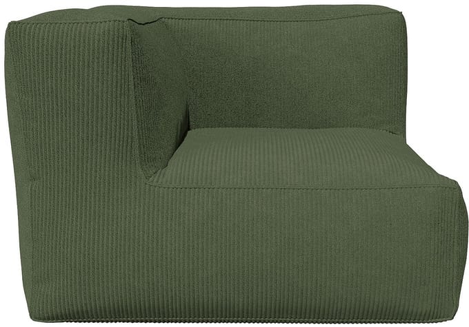 Vente-unique Hoekfauteuil van groen ribfluweel NOUMARA