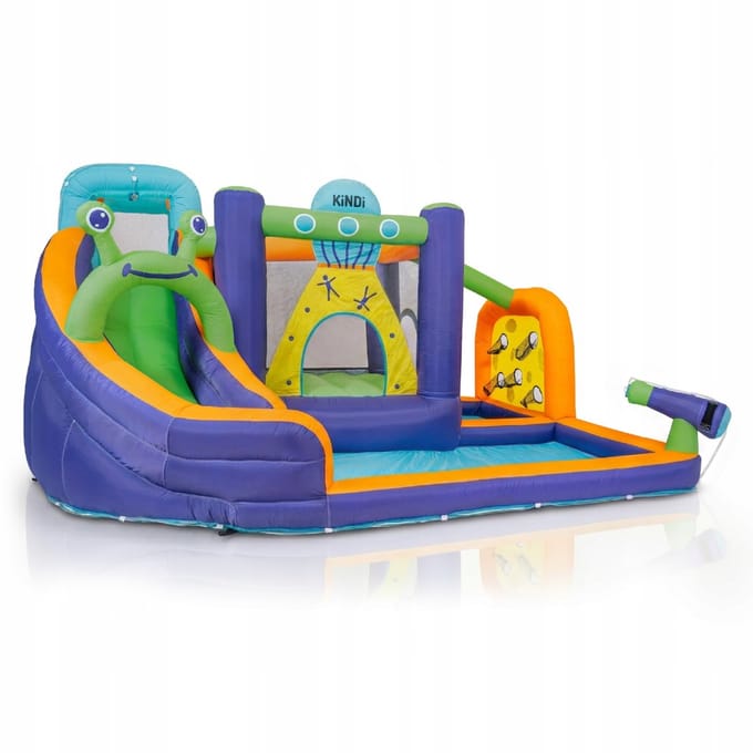 KINDI DPZ006 - Opblaasbare speelplaats - Waterglijbaan - Basketbalring - 370×310×210 cm