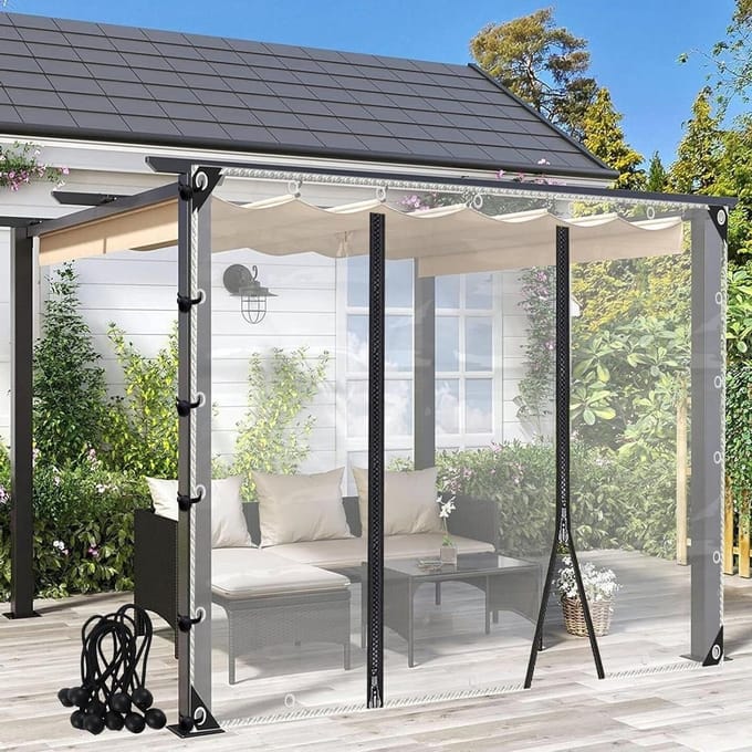 Waterdicht Zeil - Transparant Dekzeil - Buitenruimte Afschermen - Met Rits Deur - 25 x 25 m - Transparant