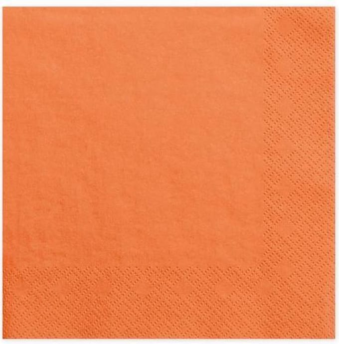 """Servetten, drie laags, oranje, 33x33cm (1 zakje met 20 stuks)"""