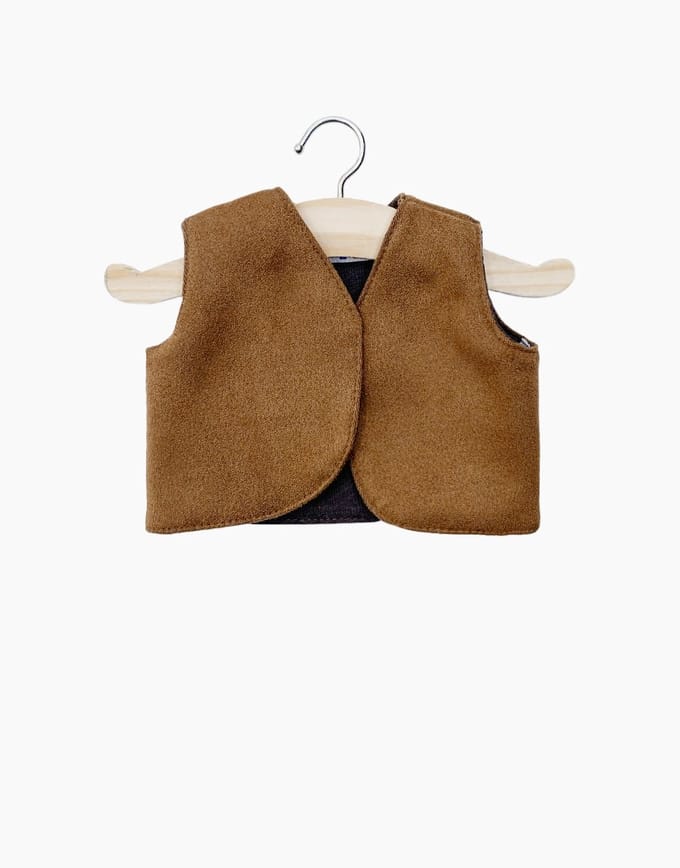 Minikane Poppenkleding Bruin Suede Gilet 34 cm