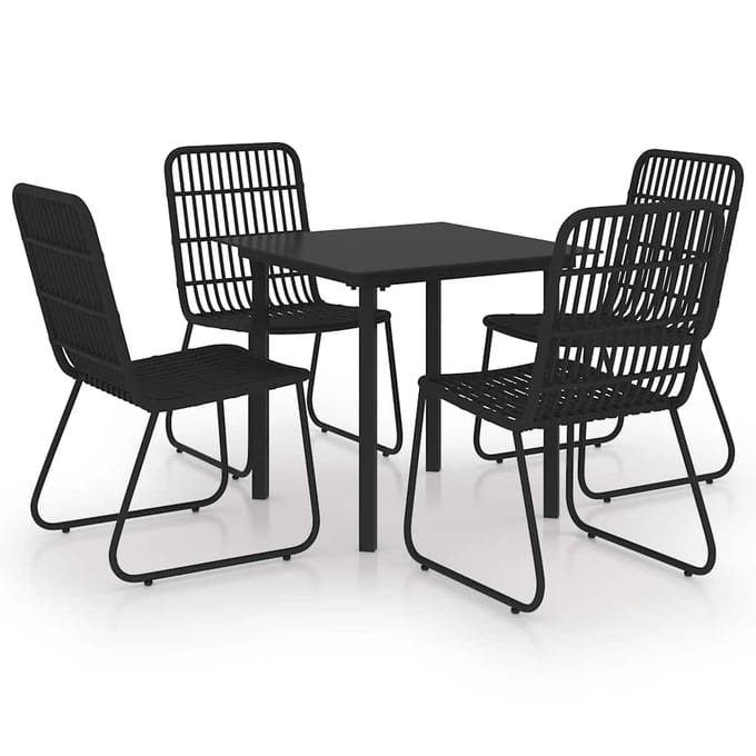 vidaXL - 5-delige - Tuinset - poly - rattan - en - glas