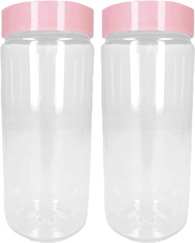 PlasticForte Voorraadpot/bewaarpot - 2x - 650 ml - kunststof - oud roze - B7 x H18 cm
