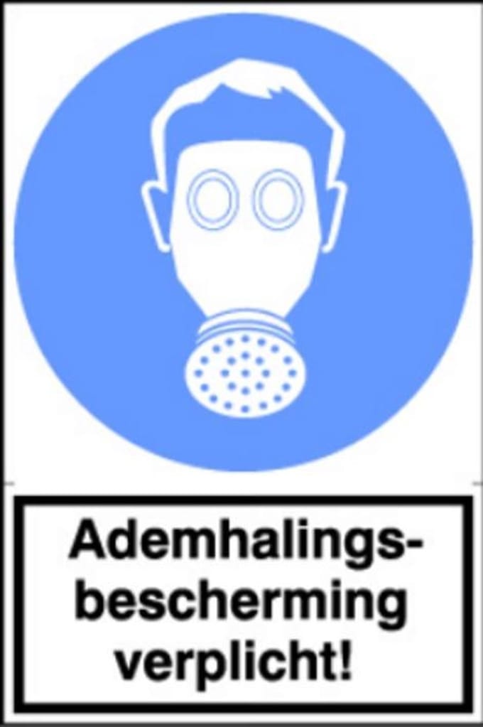 Artelli Sticker Ademhalingsbescherming verplicht! (Prijs per stuk)